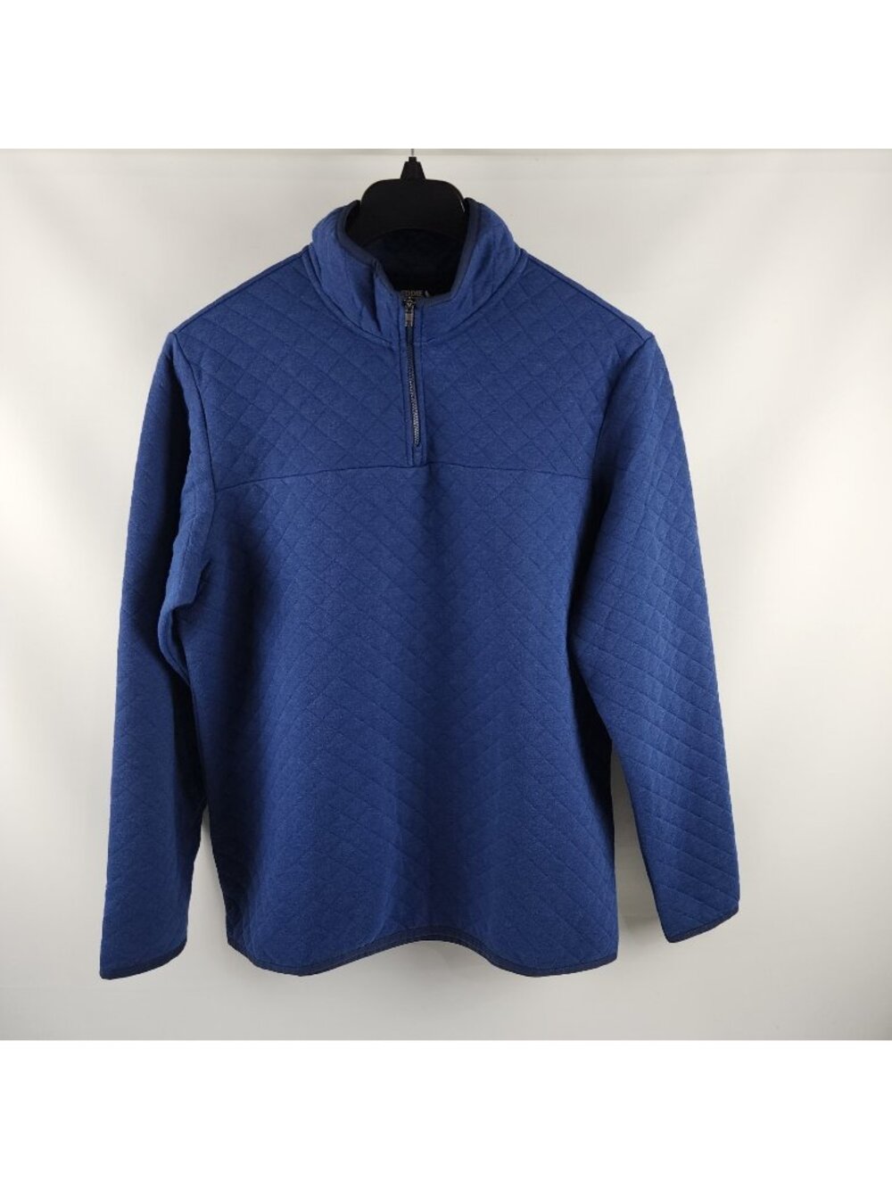 Eddie Bauer Sweater Mens Large Blue Quilted Diamond 1/4 Zip Pullover NWT